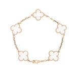 [Eternal Jewelry]CLOVER 5 MOTIF ROCK CRYSTAL PINK GOLD BRACELET