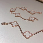 [Eternal Jewelry]CLOVER 5 MOTIF ROCK CRYSTAL PINK GOLD BRACELET - Image 9