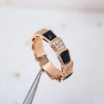 [Eternal Jewelry]SERPENTI RING PINK GOLD BLACK MOP DIAMOND PAVED 4MM - Image 5
