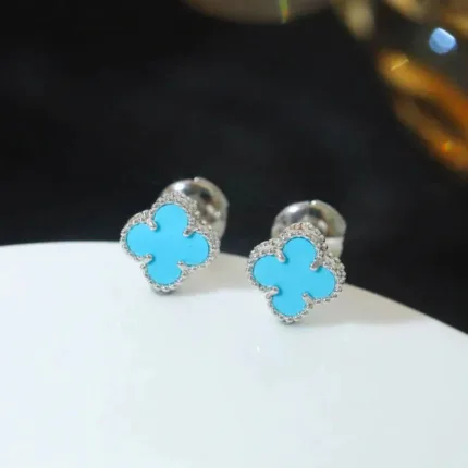 [Eternal Jewelry]CLOVER MINI 9.5MM ONYX STUD EARRINGS SILVER