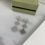 [Eternal Jewelry]CLOVER 3 MOTIF DIAMOND SILVER DROP EARRINGS - Image 5