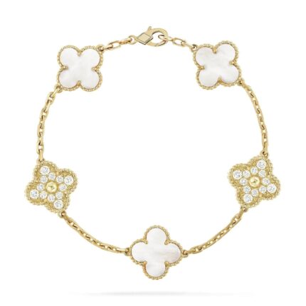 [Eternal Jewelry]CLOVER BRACELET 5 MOTIF WHITE MOP DIAMOND