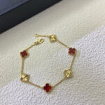 [Eternal Jewelry]CLOVER 6 MOTIF RED AGATE LASER BRACELET - Image 3