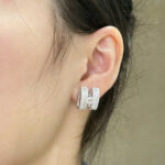 [Eternal Jewelry]H STUD EARRINGS WITH SILVER DIAMONDS - Image 7