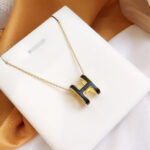 [Eternal Jewelry]HM CLIC BLACK ENAMEL GOLD NECKLACE - Image 5