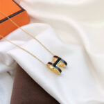 [Eternal Jewelry]HM CLIC BLACK ENAMEL GOLD NECKLACE - Image 8
