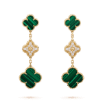 [Eternal Jewelry]CLOVER EARRINGS GOLD MALACHITE DIAMOND 3 MOTIF - Image 2