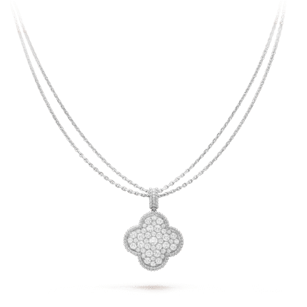 [Eternal Jewelry]CLOVER 25MM SILVER FULL DIAMOND BIG CLOVER NECKLACE