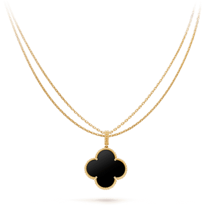 [Eternal Jewelry]CLOVER 25MM GOLD ONYX BIG CLOVER NECKLACE