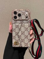 GG Luxury Designer-Inspired 3-in-1 Phone Wallet Case with Shoulder Lanyard - Image 2