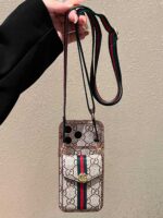 GG Luxury Designer-Inspired 3-in-1 Phone Wallet Purse with Shoulder Strap - Image 3