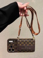 Classic LV Luxury Monogram Wallet Phone Case with Adjustable Crossbody Lanyard - Image 3