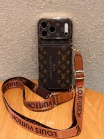 Classic LV Luxury Monogram Wallet Phone Case with Adjustable Crossbody Lanyard