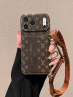 Classic LV Luxury Monogram Wallet Phone Case with Adjustable Crossbody Lanyard - Image 2