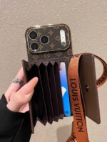 Classic LV Luxury Monogram Wallet Phone Case with Adjustable Crossbody Lanyard - Image 4