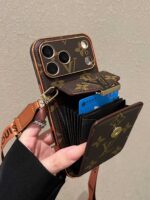 LV Classic Monogram Full Coverage Case - Top & Bottom Card Slots + Lanyard - Image 3