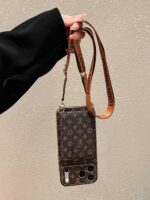 LV Classic Monogram Full Coverage Case - Top & Bottom Card Slots + Lanyard - Image 3