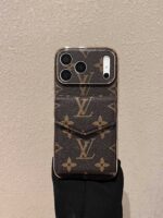 LV-Inspired Monogram Crossbody Card Holder Phone Case with Strap - Image 4