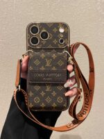 LV Luxury Monogram Wallet Phone Case with Adjustable Crossbody Lanyard - Image 2