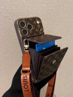 LV Luxury Monogram Wallet Phone Case with Adjustable Crossbody Lanyard - Image 4