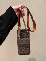 LV Luxury Monogram Wallet Phone Case with Adjustable Crossbody Lanyard - Image 3