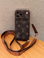 LV Luxury Monogram Wallet Phone Case with Shoulder Strap