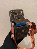 LV Classic Luxury Monogram Wallet Phone Case with Adjustable Crossbody Lanyard - Image 4