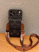 LV Classic Luxury Monogram Wallet Phone Case with Adjustable Crossbody Lanyard