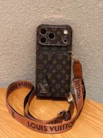 LV Classic Luxury Monogram Wallet Phone Case with Shoulder Strap