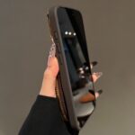 LV Vintage Monogram Zipper Wallet Phone Case | Gold Plated Frame Luxury Leather Card Pocket Shockproof Case - Image 6