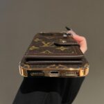 LV Classic Monogram Card Holder Phone Case with Detachable Wrist Strap, Electroplated Frame Luxury PU Leather Wallet Case - Image 7