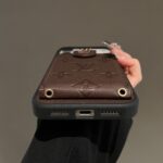 Luxury LV Embossed Card Holder Phone Case with Wrist Strap | Premium Leather Wallet Phone Cover - Image 13