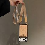 Luxury LV Embossed Card Holder Phone Case with Wrist Strap | Premium Leather Wallet Phone Cover - Image 7