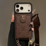 Luxury LV Embossed Card Holder Phone Case with Wrist Strap | Premium Leather Wallet Phone Cover - Image 10